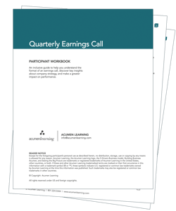 Earning Call Example Earnings Call Workbook
